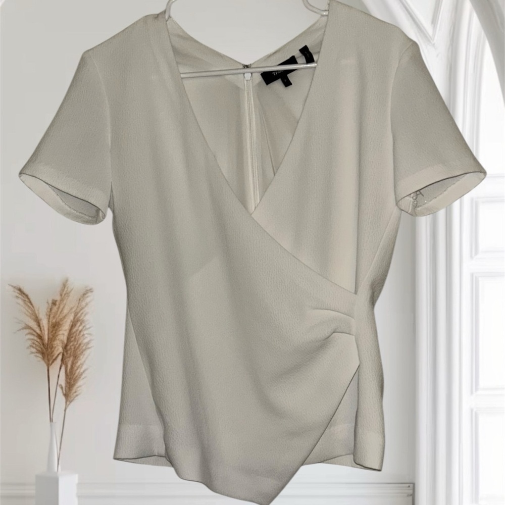 Theory Off-White Wrap Blouse